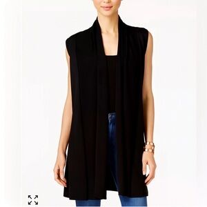 Black Open Front Sleeveless Sweater Vest Cardigan sz S